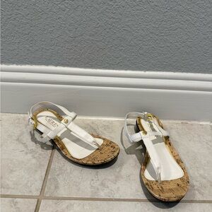 Lauren Ralph Lauren White Sandals with Gold Details